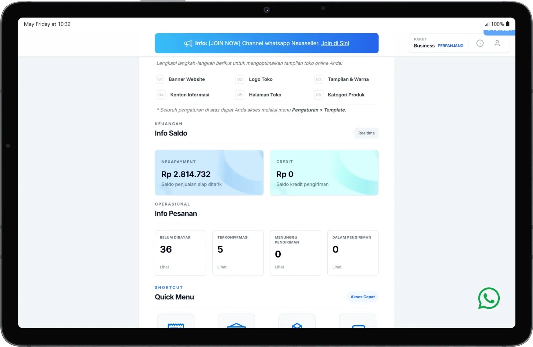 Dashboard Nexaseller